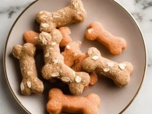 Homemade carrot oat dog treats in a bowl ready for your pet
