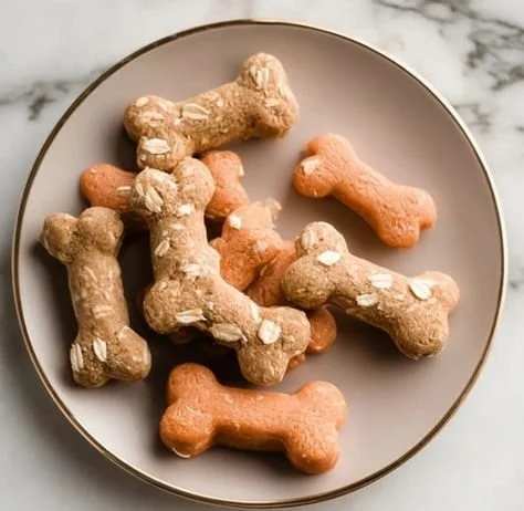 Homemade carrot oat dog treats in a bowl ready for your pet