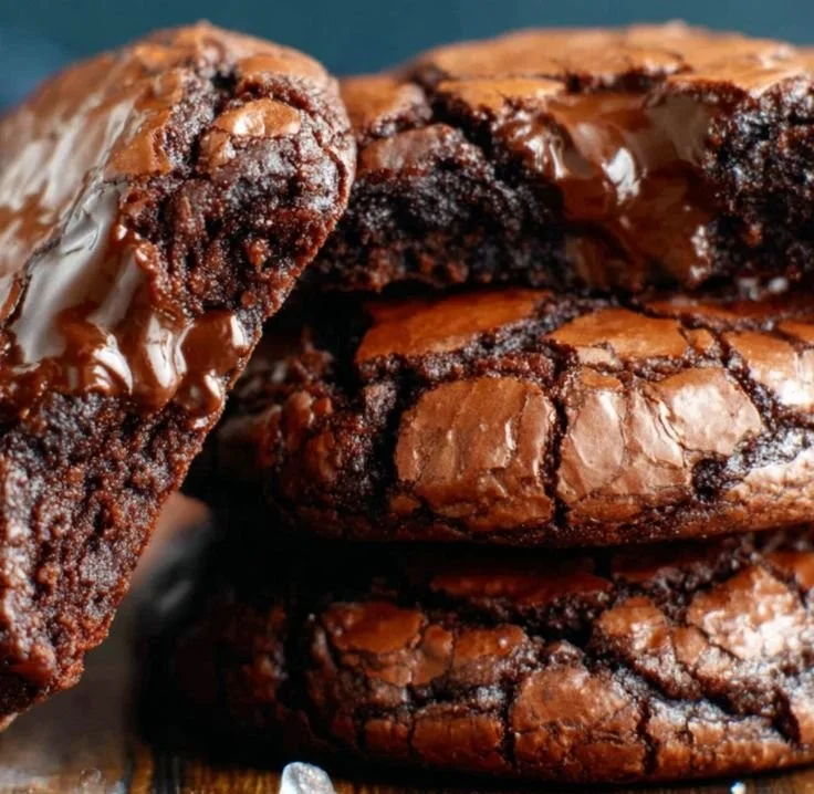Chewy brownie cookies with fudgy texture and chocolate chips