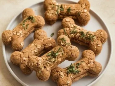 Homemade chicken and oat treats for pets