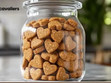 Homemade chicken broth dog biscuits on a wooden table