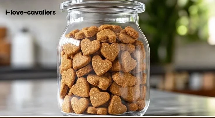 Homemade chicken broth dog biscuits on a wooden table