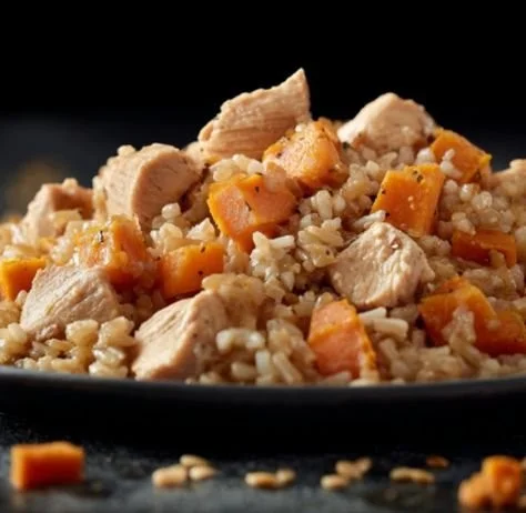 Homemade Chicken Sweet Potato DIY Dog Food recipe for healthy pets