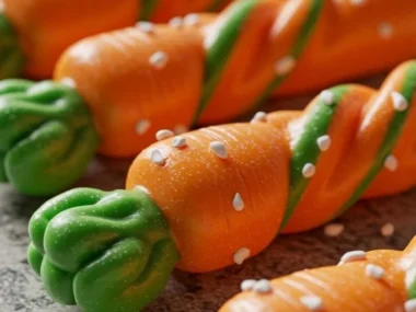 Christmas carrot candy canes for dogs in festive packaging