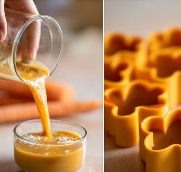 Frozen carrot bone broth treats for dogs to cool down and hydrate