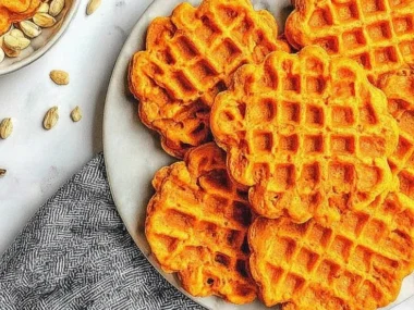 Homemade dog waffles on a plate, perfect treat for dogs