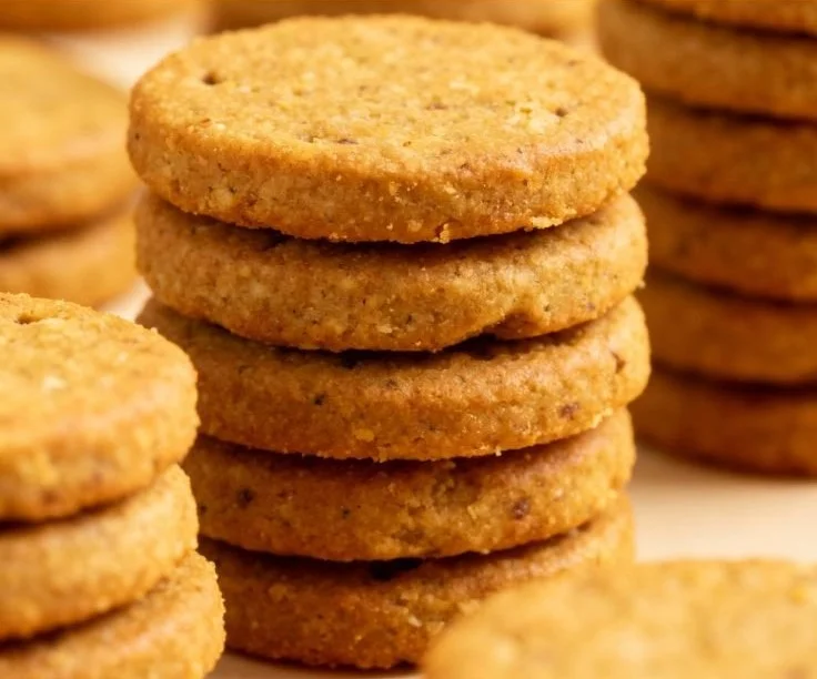 Crunchy pumpkin peanut butter wafers in a bowl, perfect autumn snack