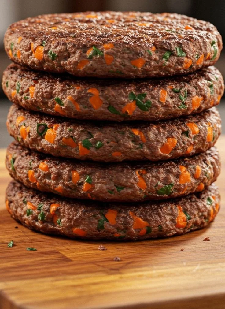Homemade beef carrot burgers for dogs, a healthy and tasty treat recipe.