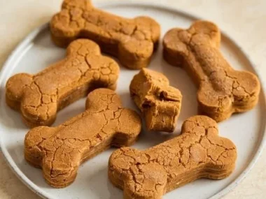 DIY frozen pumpkin bites on a plate for a quick and healthy snack.