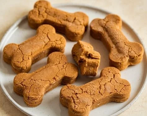 DIY frozen pumpkin bites on a plate for a quick and healthy snack.