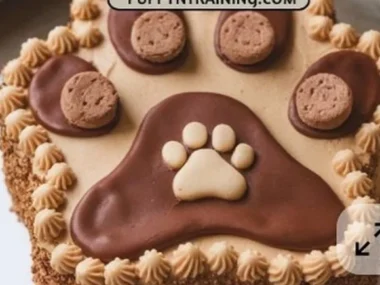 Homemade dog cake decorated with treats for a special pet celebration