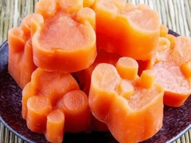 Homemade frozen dog treats made with apples and carrots