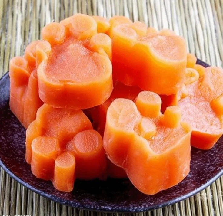 Homemade frozen dog treats made with apples and carrots