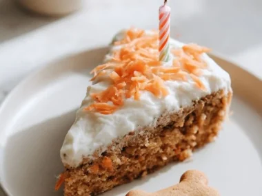 Delicious homemade dog birthday cake decorated with paw prints