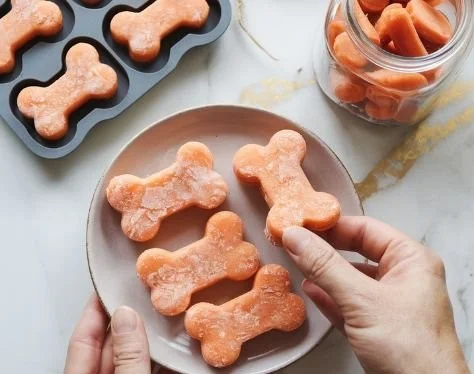 Frozen carrot dog treats for healthy pet snacking
