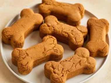Frozen pumpkin dog treats in fun bone-shaped molds