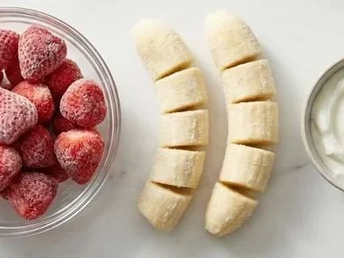 Frozen strawberry banana dog treats for healthy pet snacking