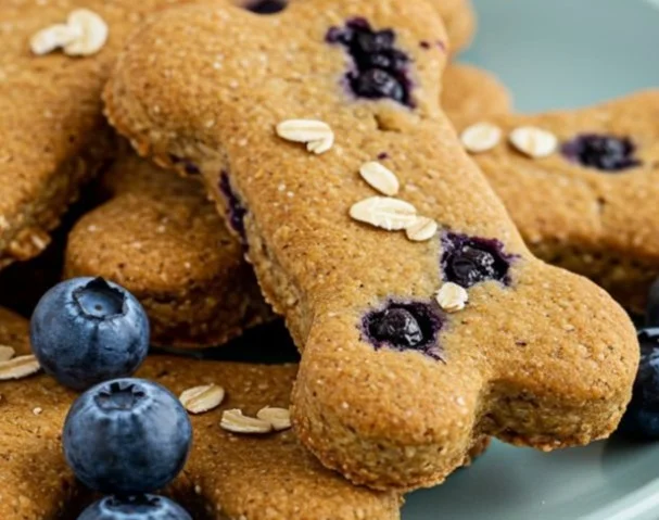 Healthy blueberry chews with pumpkin and oat ingredients