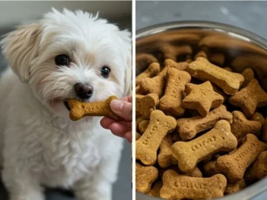 Healthy carrot dog biscuits made from natural ingredients for dogs