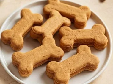Healthy peanut butter dog biscuits made with nutritious ingredients for dogs