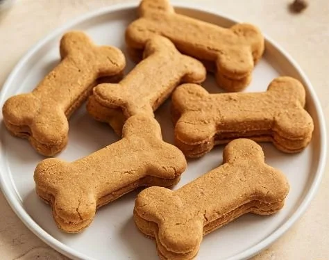 Healthy peanut butter dog biscuits made with nutritious ingredients for dogs