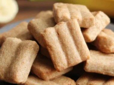 Homemade apple and banana dog treats fresh out of the oven