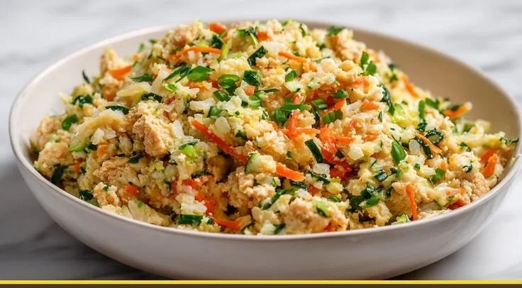 Bowl of homemade stovetop dog food with fresh ingredients for healthy pets