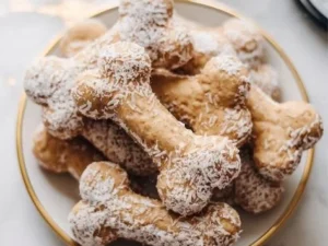 A variety of homemade no-bake dog treats in a bowl