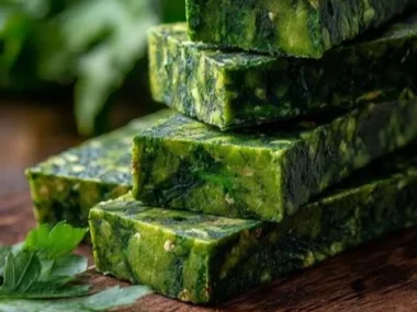 Homemade parsley and mint dog treats in a bowl ready for your furry friend.