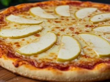 Homemade peanut butter and apple dog pizza for pets