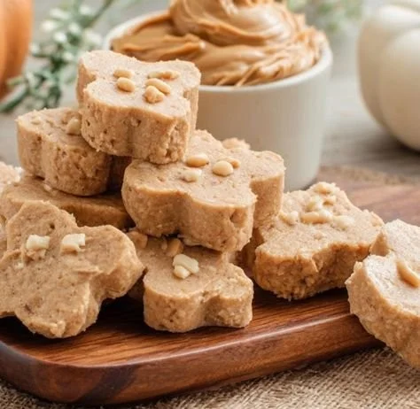 Homemade peanut butter pumpkin dog treats for birthday celebrations