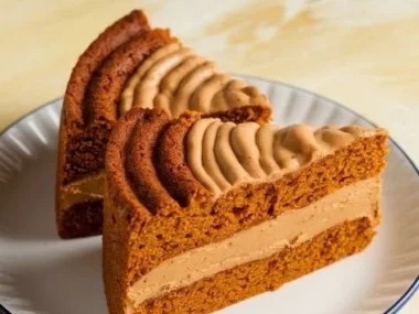 Delicious pumpkin and peanut butter dog cake for a pet birthday celebration