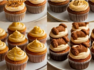 Homemade pupcakes for dogs topped with dog-friendly frosting