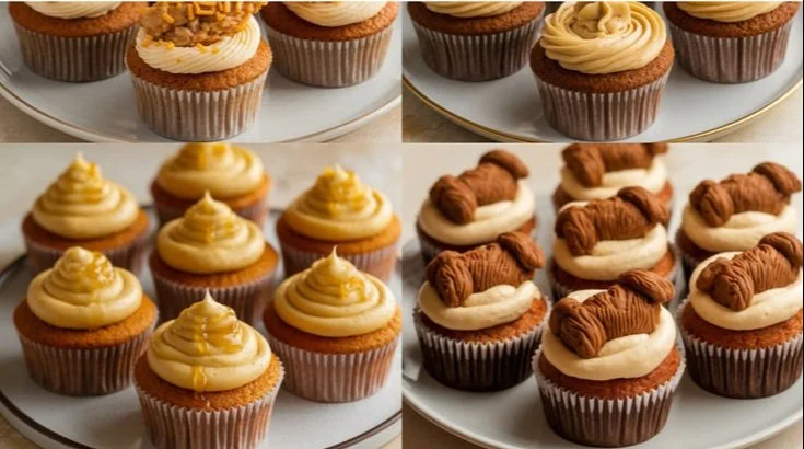 Homemade pupcakes for dogs topped with dog-friendly frosting