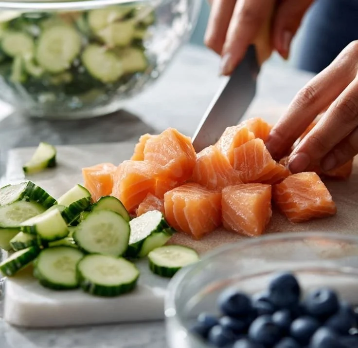 Bowl of salmon dog food featuring fresh ingredients for a healthy diet