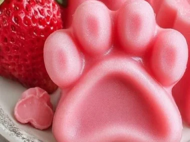 Delicious strawberry yogurt frozen treats for dogs in a colorful bowl