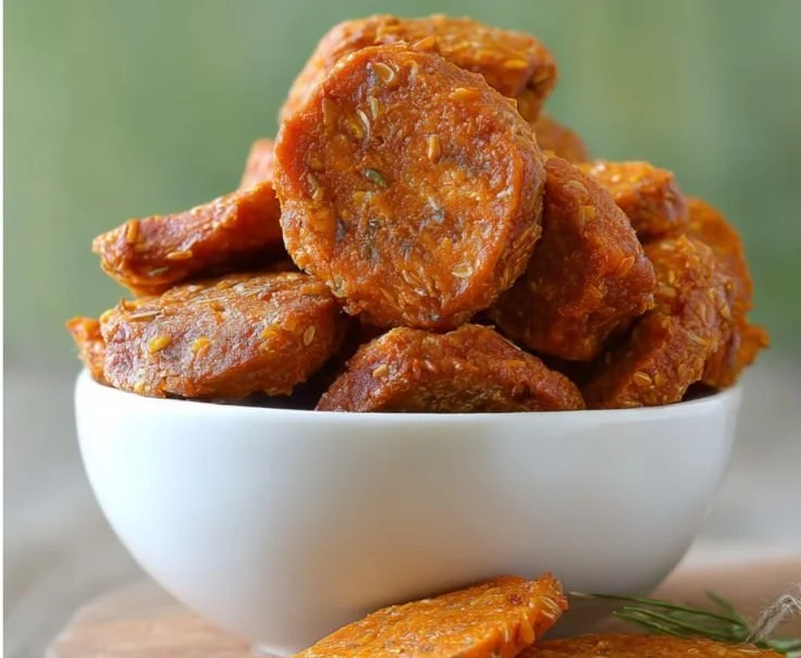 Healthy sweet potato and flaxseed dog treats for happy pups