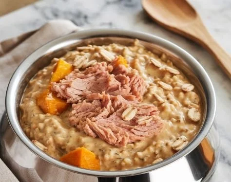 Bowl of Turkey, Pumpkin, and Oatmeal dog food for optimal canine nutrition