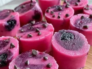 Fresh Watermelon and Blueberry Swirl Bites on a plate, ready to enjoy.
