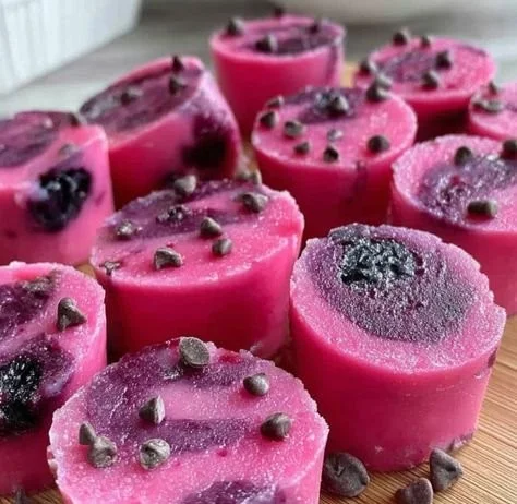 Fresh Watermelon and Blueberry Swirl Bites on a plate, ready to enjoy.