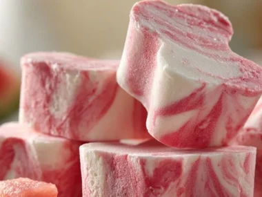 Refreshing watermelon yogurt freezies in colorful popsicle molds