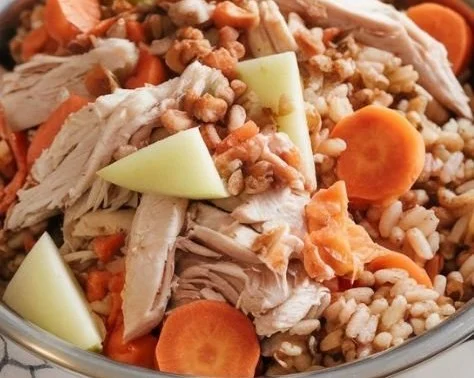 Bowl of nutritious Chicken and Apples dog food for healthy pets