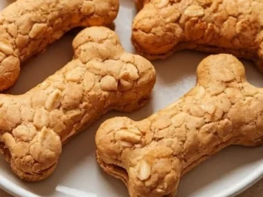 Homemade chicken and oat treats for pets