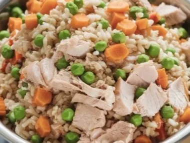 Healthy Chicken & Brown Rice meal for dogs, packed with nutrients and flavor.