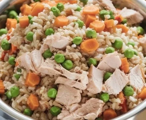 Healthy Chicken & Brown Rice meal for dogs, packed with nutrients and flavor.