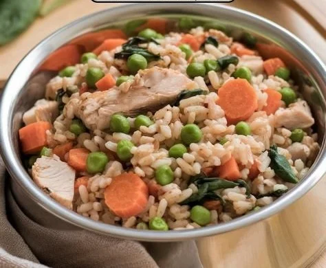 Homemade dog food prepared in a slow cooker for a healthy meal