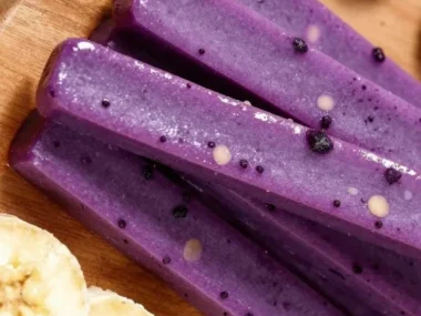 Frozen blackberry banana treats prepared for dogs