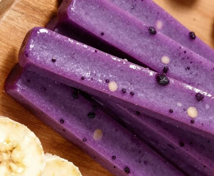 Frozen blackberry banana treats prepared for dogs