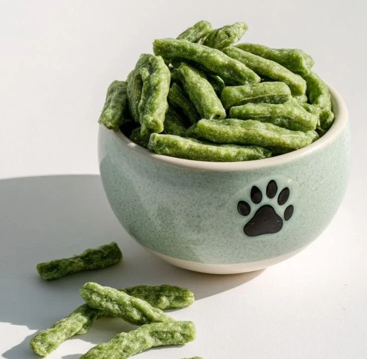 Green bean crunchies snack for dogs, healthy and delicious dog treats