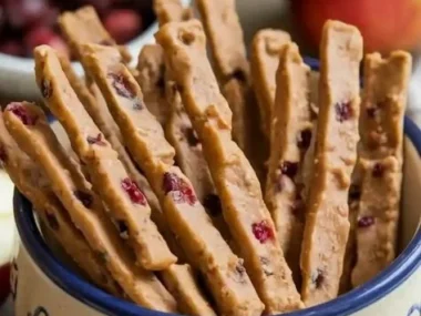 Homemade apple cranberry dental sticks for dogs
